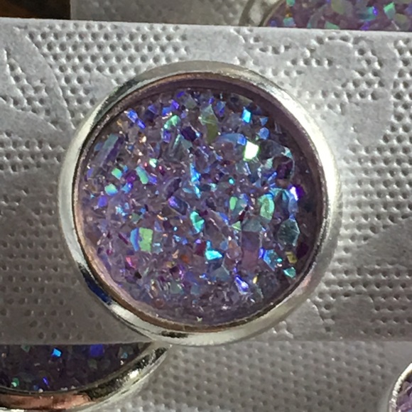 Purple Lavender Druzy Earrings - Picture 6 of 7